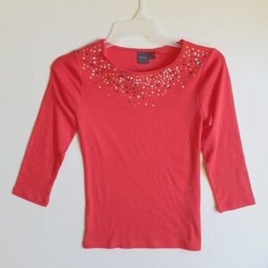 RAFAELLA EMBELLISH KNIT TOP SIZE S